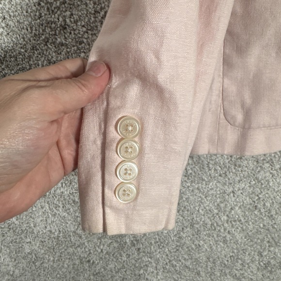 Vintage Chaps Tailored Linen Blazer Light Pink Size 12 Dress‎ Up or Casual - Picture 4 of 11